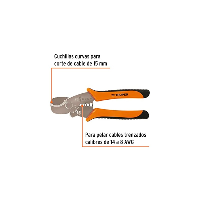 Truper PE-CA-7X, Pinza pelacables y corta cables 7, profesional