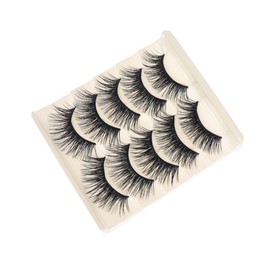 Baluue 5pairs Thick Exaggerated Faux Eyelashes Soft Fiber Artificial Lashes for Dramatic Eye Makeup Black Accents Easy to Apply and Safe for Daily Use