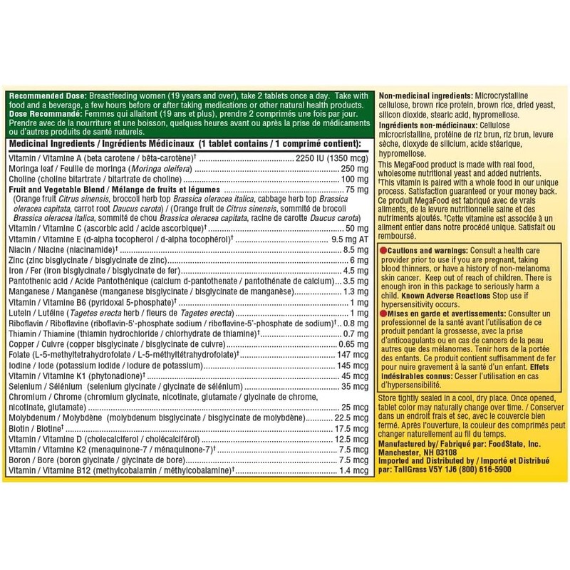 MegaFood Postnatal Vitamins for Breastfeeding Moms | Postpartum Lactation Supplement