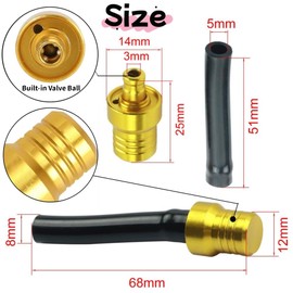 FUNNTY 6 Color Aluminum Vent Breather Fuel Tank Breather Valve,ATV Gas Fuel Cap,Gas Cap Vent Tube with Valve Ball,CNC Tank Valve Vent Tube,Oil Vent Breather Hose Fit for All Off-Road Motorcycle(6Pcs)