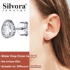 Silvora S925 Silver Cubic Zirconia Earrings, Sparkling Teardrop Shape/Rectangular/Rhombus Zirconia