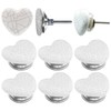 ETHNICITI Pack of 6 Heart White Crackle 40mm Ceramic Door