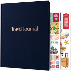 Skyline Travel Journal – Traveling Diary & Photo Journal – Vacation Essentials for Family, Men & Women – Bucket List Notebook (Navy Blue)