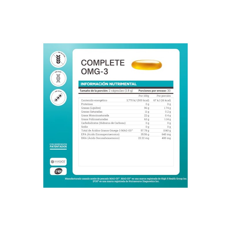 Matter Complete OMG-3, Aceite de Pescado con Omega 3 MAG-O3,