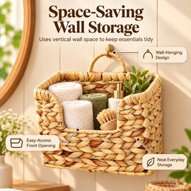 Handwoven Wicker Wall Basket for Everyday Storage – Space-Saving Rustic Organizer for Bathrooms and Living Areas