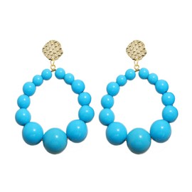 Large Simulated Pearl Hoop Earrings Women Red White Beads Hypoallergenic Statement Earrings Elegant Wedding Jewelry Christmas Gifts-dangle blue