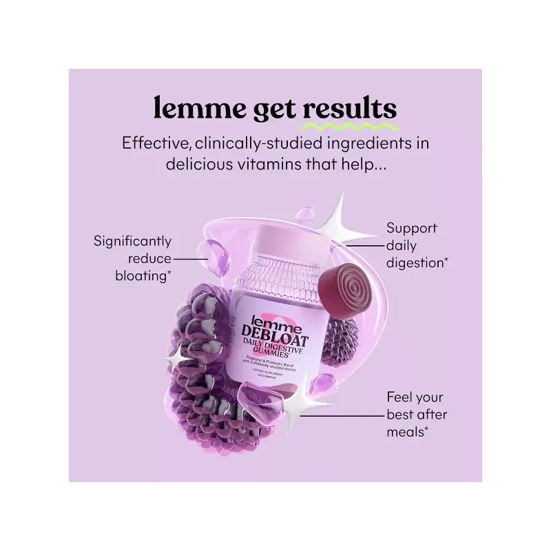 Kardashian Lemme Debloat Gomitas Digestivas 60 Piezas Sabor Zarzamora