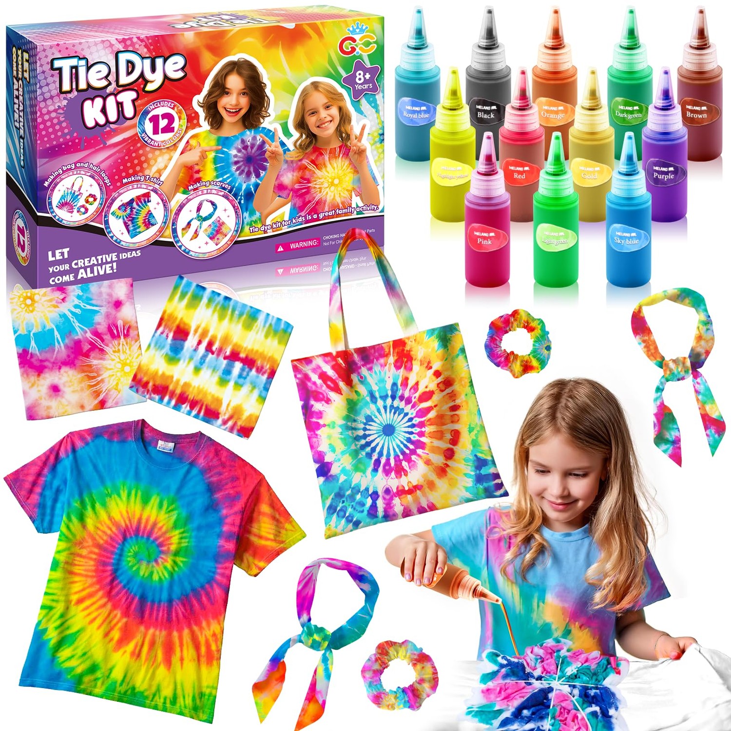 G.C Tie Dye Kit Kids & Adults,Tie Dye Craft Kits with White T Shirt ...