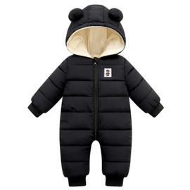 Happy Cherry Baby Boys Winter Clothes Newborn Infant Hoodie Snowsuit Long Sleeve Romper Cute Jumpsuit Girl Snow Wear Outwear Down Coats 12-18 Months Black