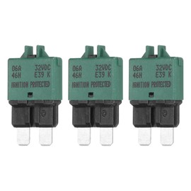 DMiotech 3 Pack Manual Mini Reset Fuse, 32V DC 6A ATC/ATO Auto Circuit Breaker Reset Fuses Low Profile Blade Fuses for Car Truck SUV Marine Boat Motorcycle, Dark Green