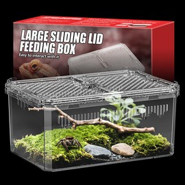 【No Assembly】 Breathable and Secure Reptile Tank with high Transparency - Ideal Container House for Hermit Crab, Tarantula Enclosure, Turtle Tank or Jumping Spider Habitat (M)
