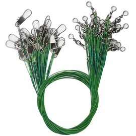 YUENWUZINIC Wire Leader, Set of 50, Fishing Wire Harris Fishing Line, Fishing Equipment, High Strength Stainless Steel Wire, Abrasion Resistant, Load Capacity, With Swivel & Snap, For Sharp Teeth, For Thick Swordfish, Tachifish, Swords, 9.8 inches (25 cm) (Green)