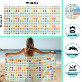 NGLIV Microfiber Oversized Lightweight Beach Towel for Adults Women Men, Beach Towel, Wet Bag Cosmetic Bag, Pool Waterproof Wet Bags, Summer Travel Essentials, Gifts for Women - Flowers (2-Piece Set)