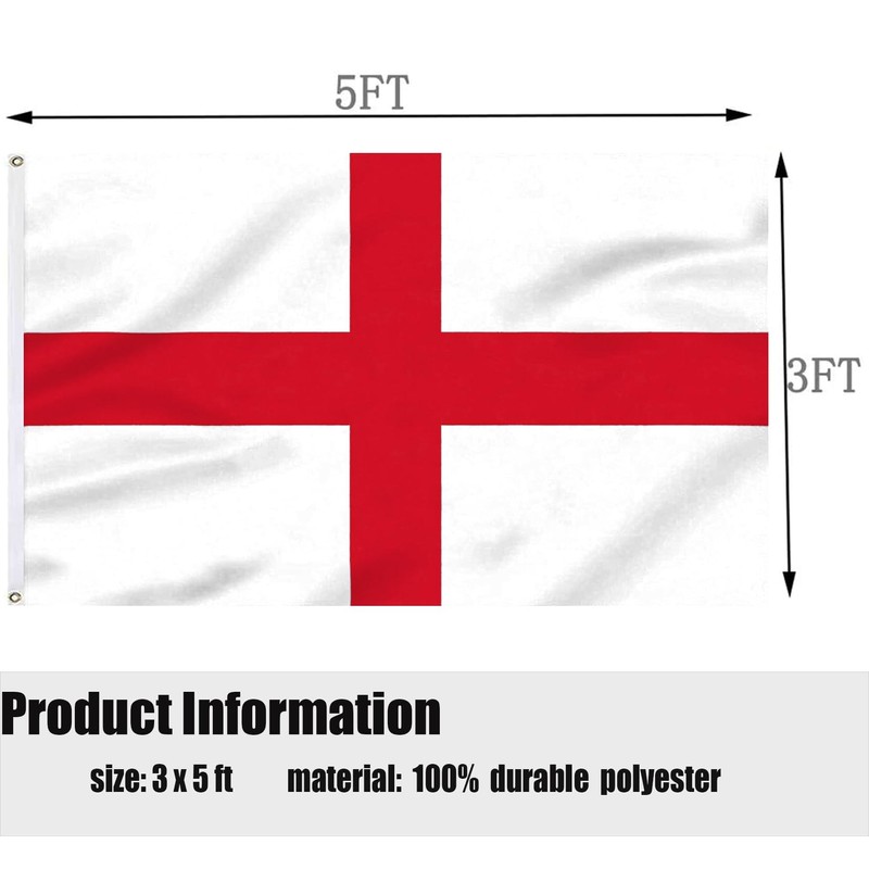 WANWEIDO England Flag 3x5 FT Premium Polyester English National Flags