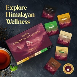 Nepaya Herbal Tea Variety Pack, 30 Individually Wrapped Biodegradable Pyramid Tea Bags, Himalayan Whole-Leaf Tea Bags, Low Caffeine with Herbal, Green & Black, Assorted 6-Variety Tea Sampler for Gift