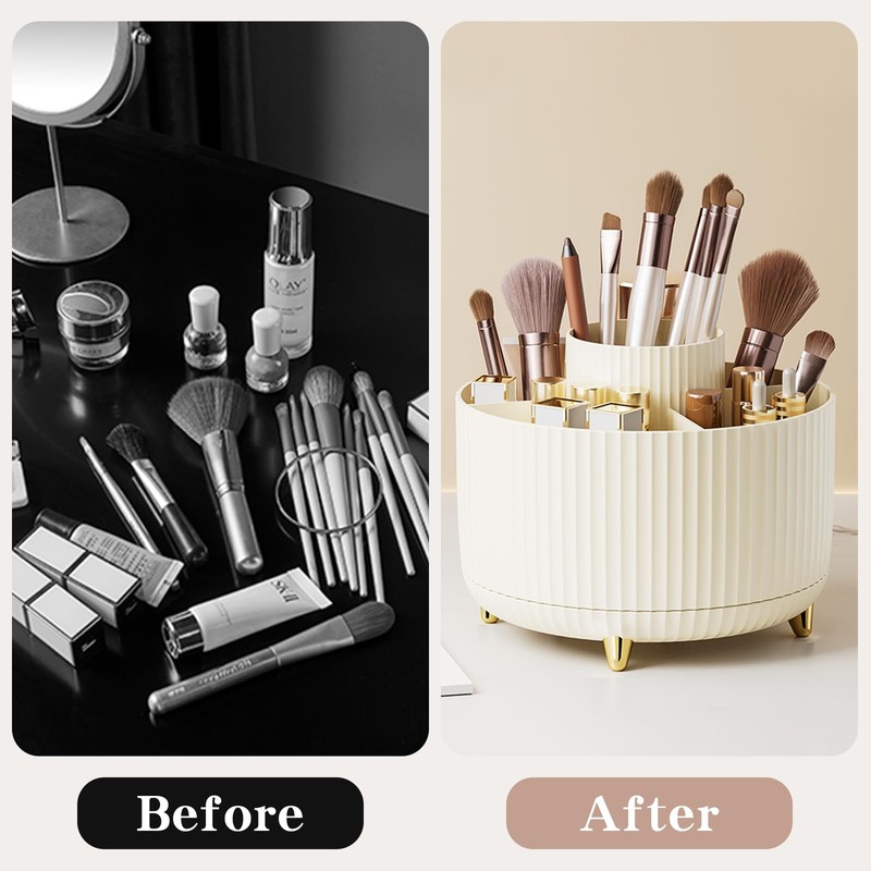 360° Rotate Makeup Brush Holder Organizer, Makeup Organizers Countertop, Makeup