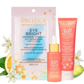 Pacifica Beauty  Glow Baby Vitamin C Trial  Value Kit  3-Piece Skin Care Gift Set  Travel Friendly  Brightening Face Serum, Face WashCleanser, Under  