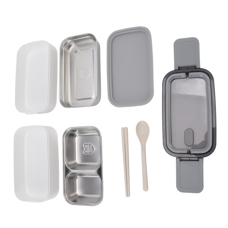 Bento Box 304 Stainless Steel Microwaveable with Chopsticks and Spoon