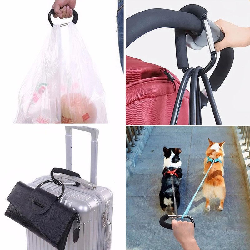 Demarsen Pack of 2 Pram Carabiners, Black Mummy Clip, Large,