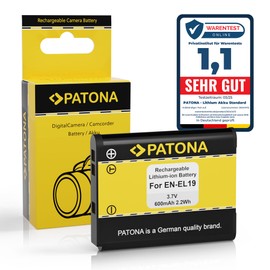 PATONA EN-EL19 Batteria 600mAh per Nikon Coolpix S100 W100 W150