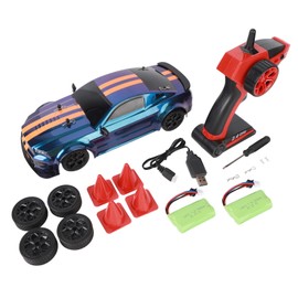 1/14 RC Drift Car Anti Interference 2.4G Remote Control 4WD RC Racing Car Model with Front Light 2 Set Wheels Dual Batteries