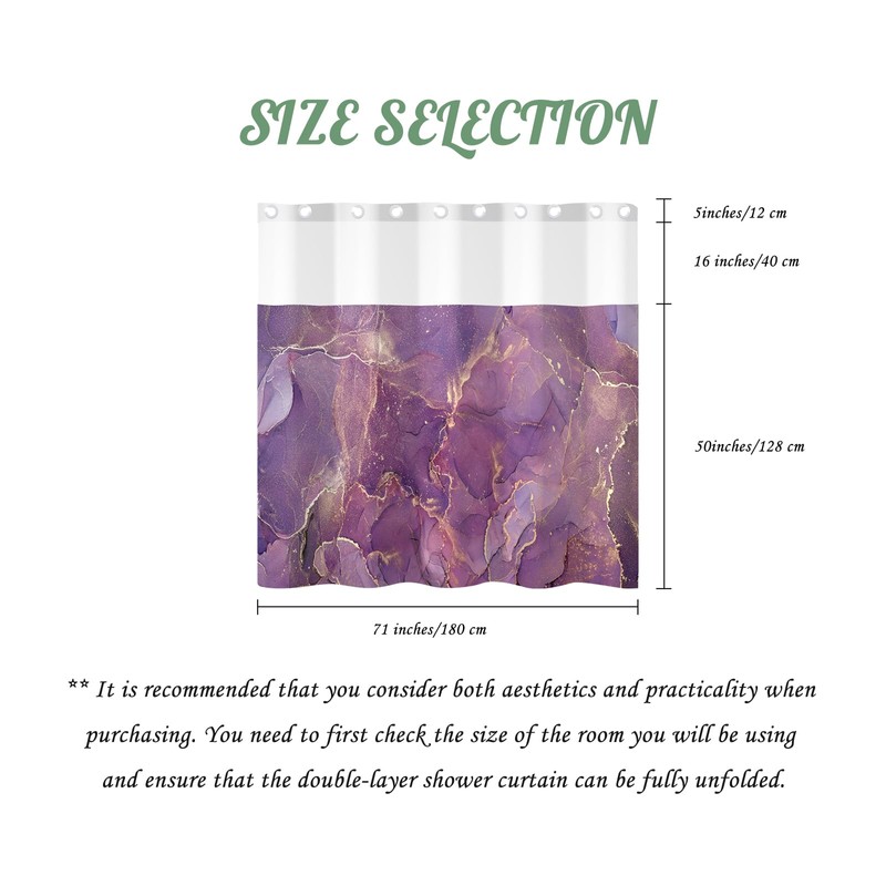 ggaimwf 71x71 Inch Without Hook Marble Shower Curtain and Liner