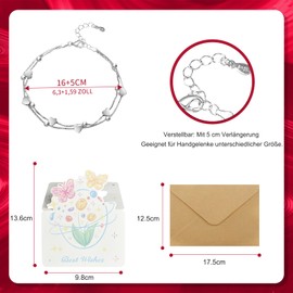 Eyezeeption Silver Bracelet Women's Hearts Bracelet Silver 925 Women's Bracelets Women's Jewellery Women's Bracelet Girls Bracelet Gifts for Girlfriend Mother Birthday Gift, Stainless Steel