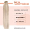 XDhair Blonde Clip in Hair Extensions Human Hair, 100g 16