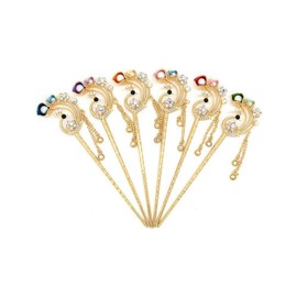 Yanhui YH Bridal Hair Styling Accessories Peacock Shape with Tassel and Rhinestone Hairpin (Color : 12 pcs)