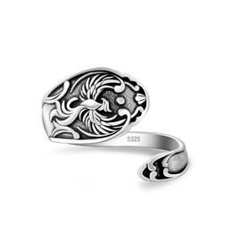Phoenix Spoon Rings for Women - 925 Sterling Silver Phoenix Rings Vintage Thumb Bird Open Ring Adjustable Rise from Ashes Phoenix Gifts, Sterling Silver, No Gemstone
