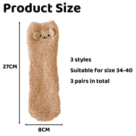 3 Pairs Womens Fluffy Socks, Soft Fuzzy Socks Winter Comfy Warm Fluffy Socks Coral Fleece Socks Animal Bed Socks for Women and Girls for Winter