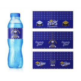 Penta Angel Graduation Water Bottle Labels 15Pcs Self Adhesive Class of 2025 Congrats Grad Decoration Stickers for Graduation Party Favor (Royal Blue)