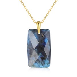 COAI Women's Necklace with Labradorite Pendant, Stone, Labradorite