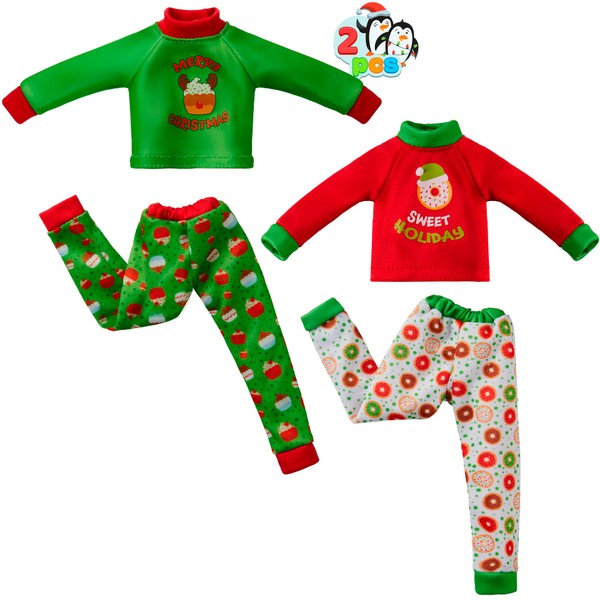 JOYIN 2 Packs Santa Ugly Sweaters for Doll, Cupcakes and
