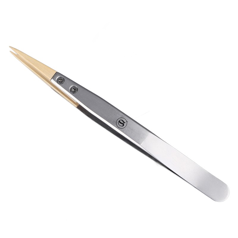 Anti Magnetic Tweezers with Replaceable Pointed Wooden Tips Watch Repair