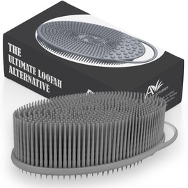Avilana Avilana Silicone Exfoliating Body Scrubber ?ual-Sided Silicone Loofah for Shower, Body Scrubber for Men & Women, Gentle Loofa Alternative, Easy-to-Clean Silicone Body Scrubber (S2-Gray)