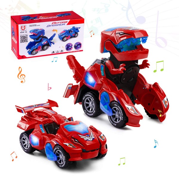 Highttoy Dinosaur Transforming Car for 3-7 Years Old Boys Girls,Electric