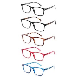 Blue Light Reading Glasses Readers for Women Ladies 2.0 Computer Lightweight Frame Spring Hinge Eyeglasses 5 Pack (Multi Color 2.00)