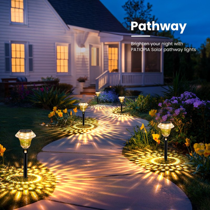 PATIOPIA Solar Pathway Lights Garden Decor for Yard, Solar Garden