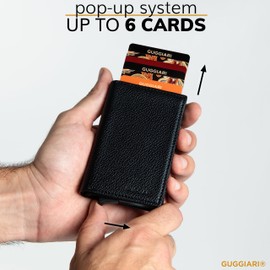 GUGGIARI® Credit Card Holder - Card Holder with Coin Compartment/Card Holder with Magnetic Closure - Aluminium RFID Card Holder - Mini Wallet Men - Thin Wallet for Men-Nero