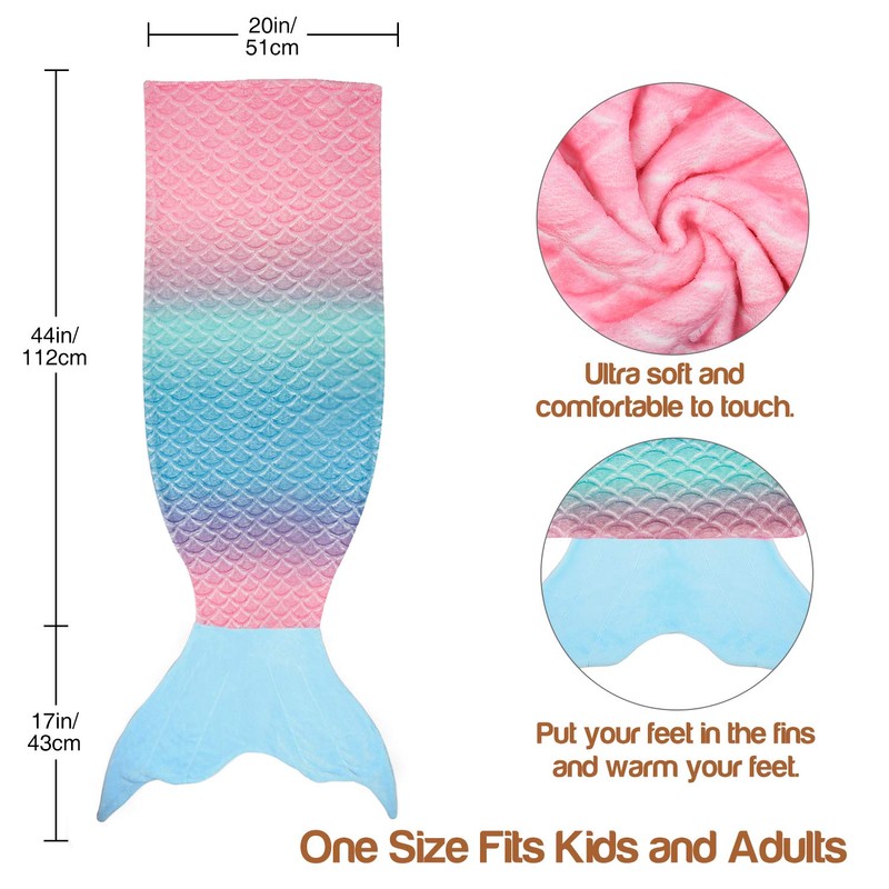 Catalonia Classy Mermaid Tail Blanket, Soft Warm Plush Fleece Sleeping