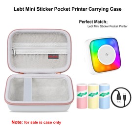 Elonbo Carrying Case for Lebt Mini Sticker Pocket Printer, Thermal Label Printer Portable Travel Bag, Label Maker Machine Storage Holder, Mesh Pocket Fits Paper Rolls Tape, White