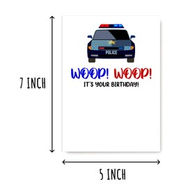 NSMGifts Police Car Birthday Card - Boy, Unisex-Adults - 5 x 7 inches