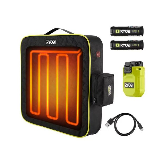 RYOBI USB Lithium Cordless Heated Cushion Kit with (2) 2.0