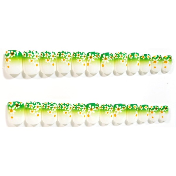 Springtime Garden Glossy Extra Short Square Press On Nails -