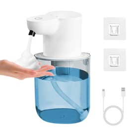 WwuHua Automatic Soap Dispenser, 4 Levels Adjustable Soap Dispenser, 400 ml Electric Soap Dispenser with Sensor, No Touch, No Drilling, IPX5 Waterproof for Bathroom, Kitchen, Office (White)