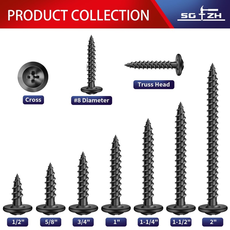 #8 x 5/8" Wood Screw 100Pcs Alloy Steel Standard Thread