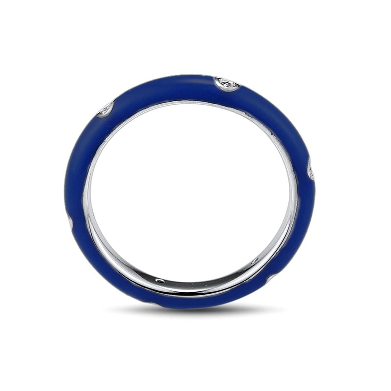 Santuzza 925 Sterling Silver Enamel Stackable Ring Cubic Zirconia Eternity