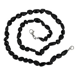Taddart Minerals - Black Nugget Necklace Made from Natural Gemstone Tourmaline Schorl with 45 cm Length - Handmade, Gemstone