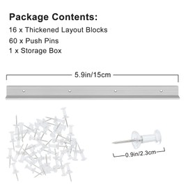 ZAWAGIIK Layout Block System for Stained Glass Panels 6" Pack of 16 Layout Block System for Stained Glass Supplies and Tools with 60 Push Pins for Stained Glass Making Craft